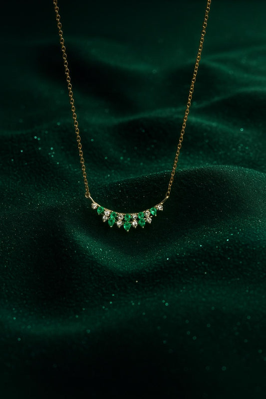 GREEN AND ARGENT SPARK NECKLACE.