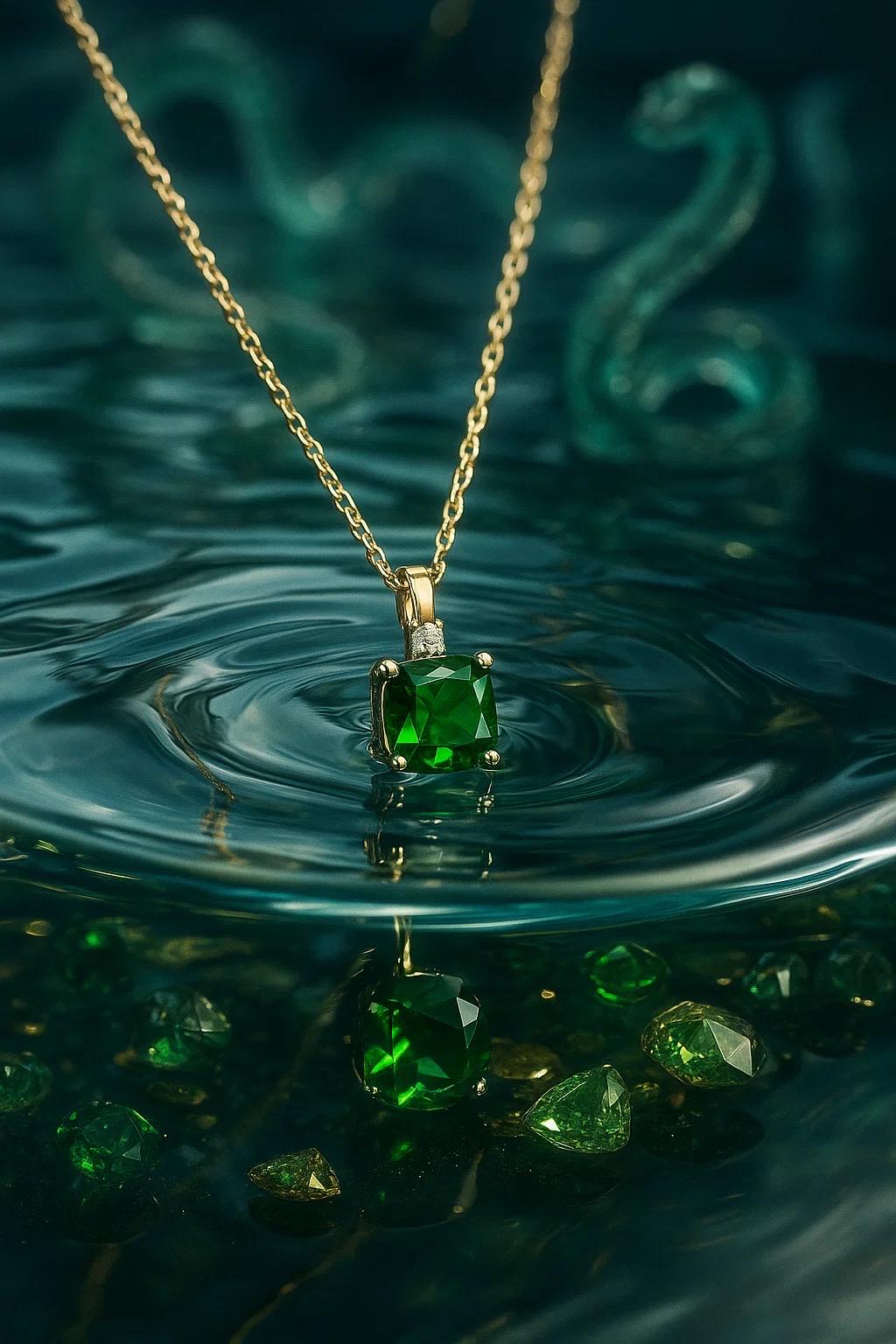 GREEN PENDANT NECKLACE.