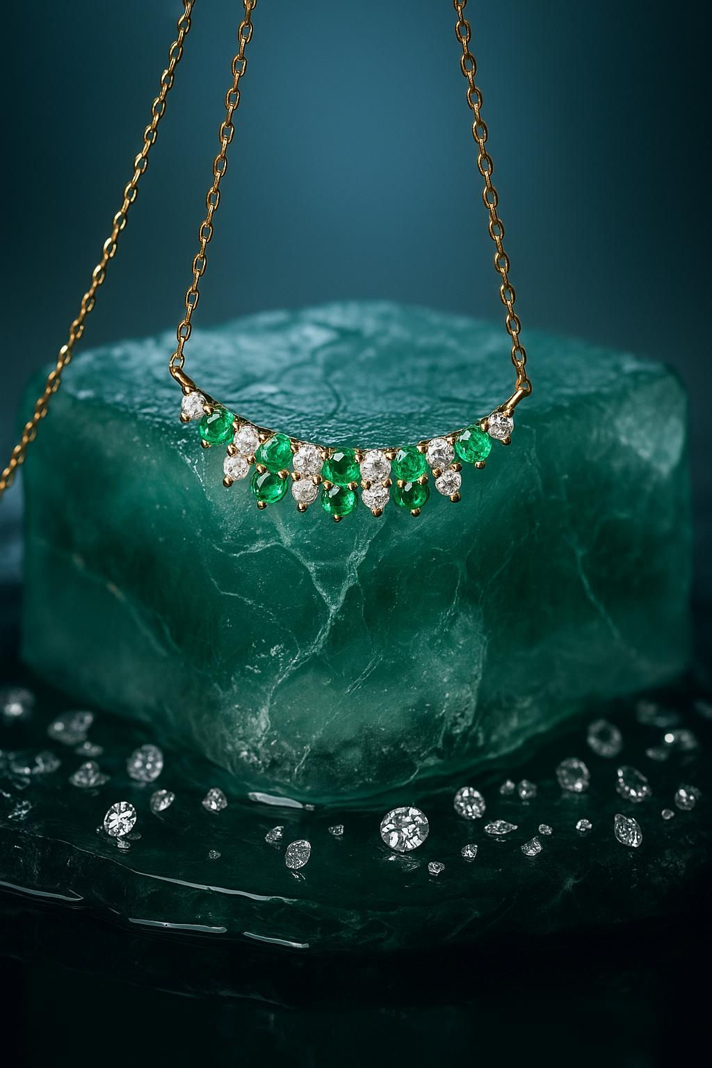 GREEN AND ARGENT SPARK NECKLACE.